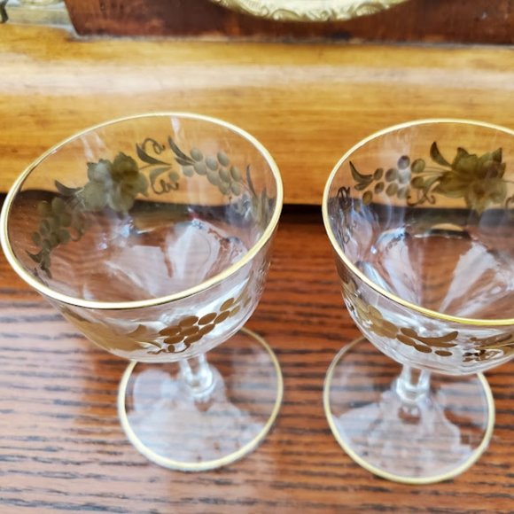Moser Dining Antique Bohemian Moser Gold Cordialliqueur Glasses